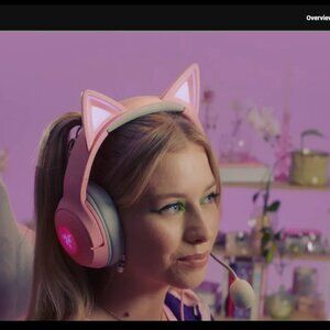 Razer Kraken Kitty V2 USB Wired RGB Headset: Chroma Kitty Ears Quartz Pi…